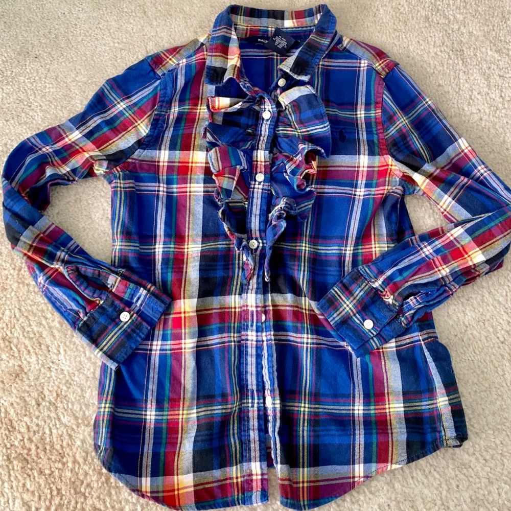 💙Cute Ralph Lauren kids plaid long sleeve shirt💙